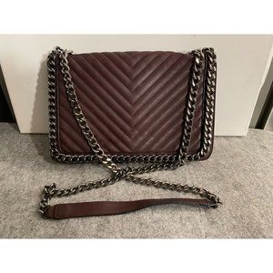 Aldo Burgundy Shoulder/Crossbody Bag With Chain and Faux Leather Strap  8 x11.5